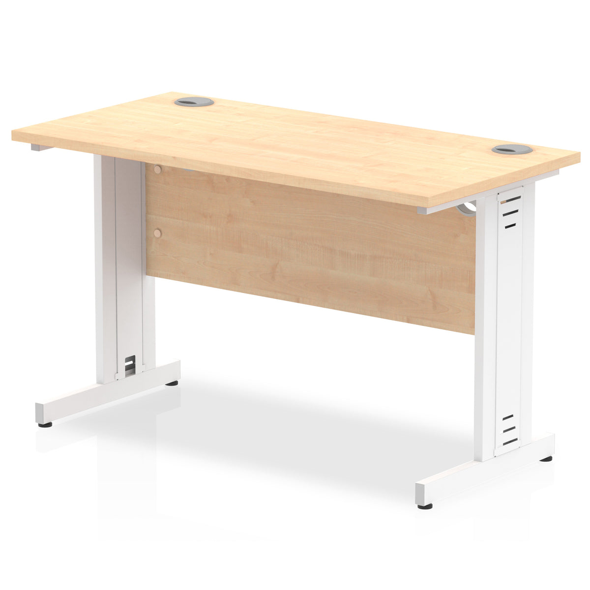 ID Workplace Slimline Cable Managed Desk – 1200mm Maple White - Industrious Decor