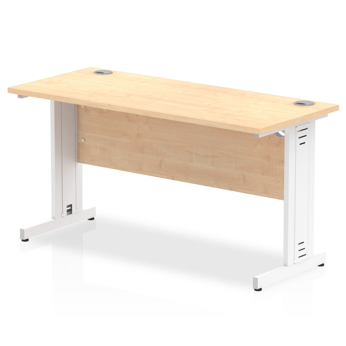ID Workplace Slimline Cable Managed Desk – 1400mm Maple White - Industrious Decor