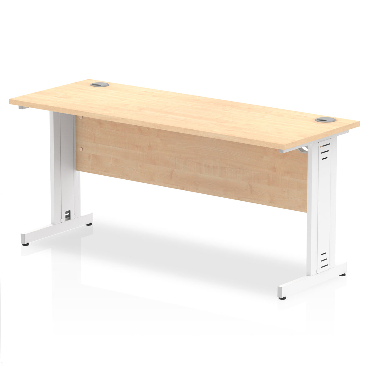 ID Workplace Slimline Cable Managed Desk – 1600mm Maple White - Industrious Decor
