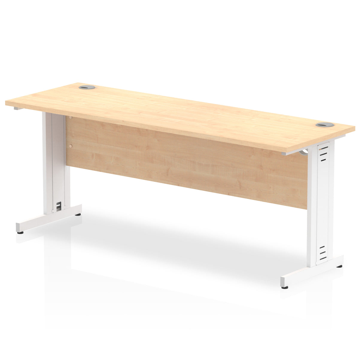 ID Workplace Slimline Cable Managed Desk – 1800mm Maple White - Industrious Decor
