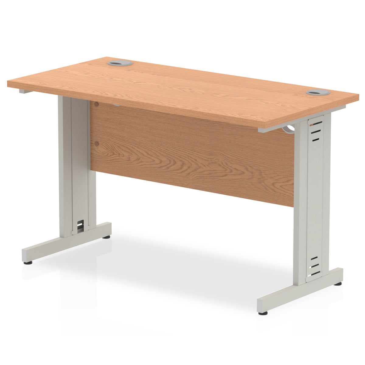 ID Workplace Slimline Cable Managed Desk – 1200mm Oak Silver - Industrious Decor