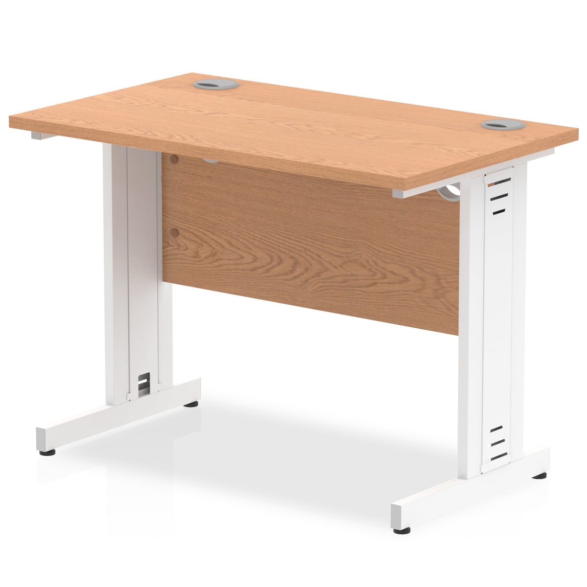 ID Workplace Slimline Cable Managed Desk – 1000mm Oak White - Industrious Decor