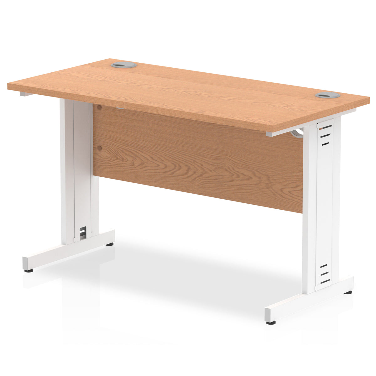 ID Workplace Slimline Cable Managed Desk – 1200mm Oak White - Industrious Decor