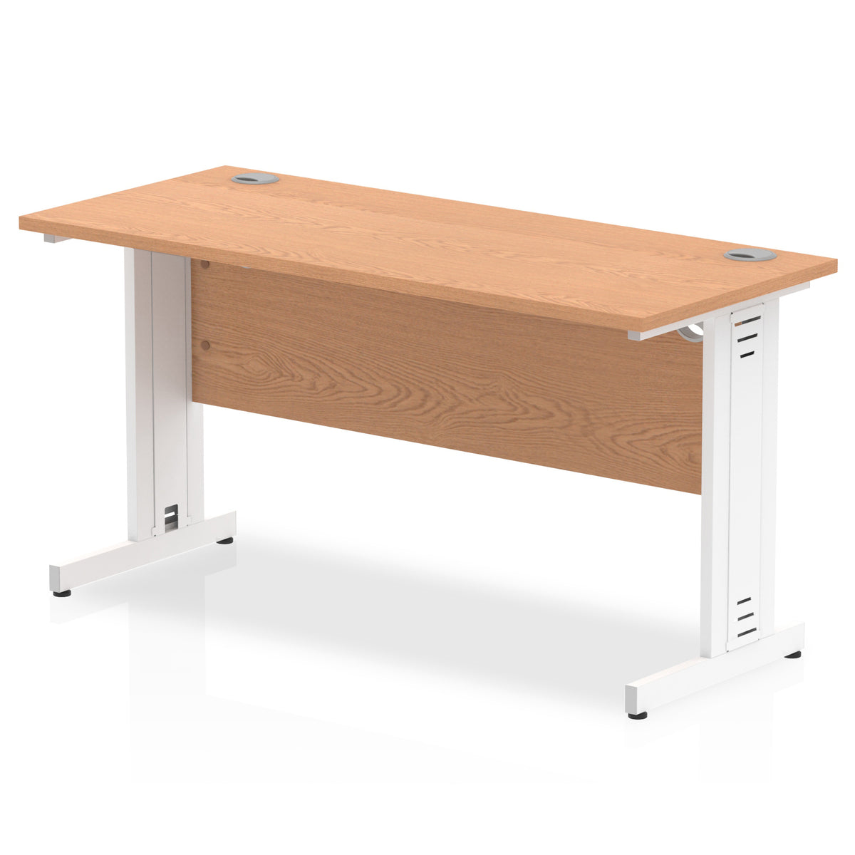 ID Workplace Slimline Cable Managed Desk – 1400mm Oak White - Industrious Decor