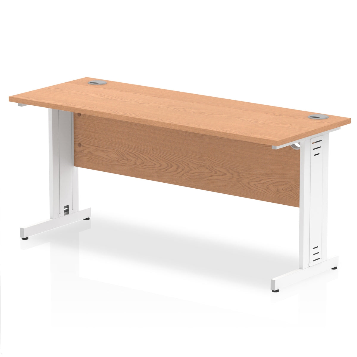 ID Workplace Slimline Cable Managed Desk – 1600mm Oak White - Industrious Decor