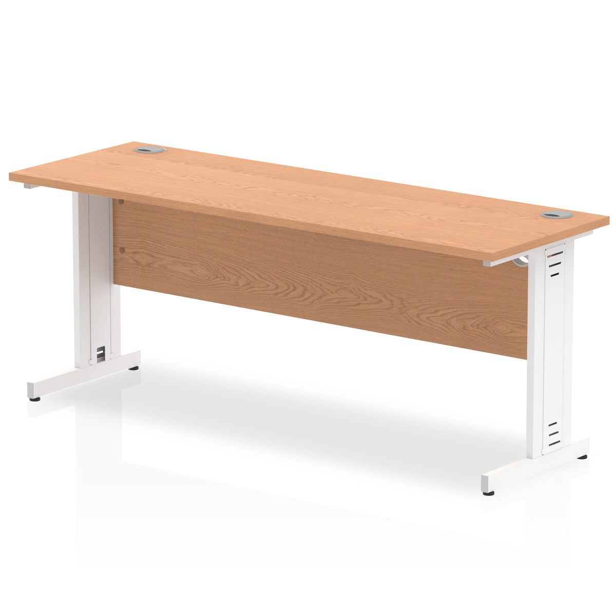 ID Workplace Slimline Cable Managed Desk – 1800mm Oak White - Industrious Decor