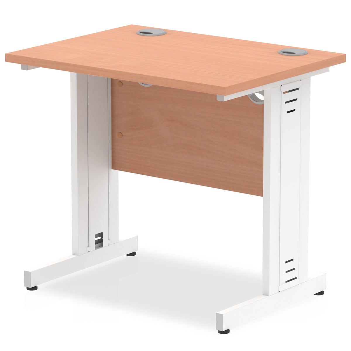ID Workplace Slimline Cable Managed Desk – 800mm Beech White - Industrious Decor