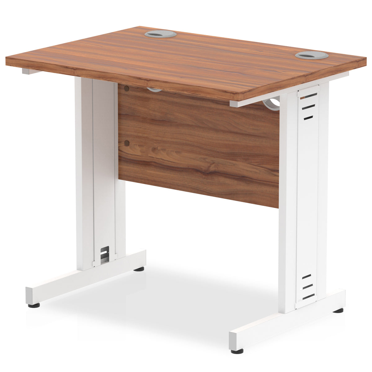 ID Workplace Slimline Cable Managed Desk – 800mm Walnut White - Industrious Decor