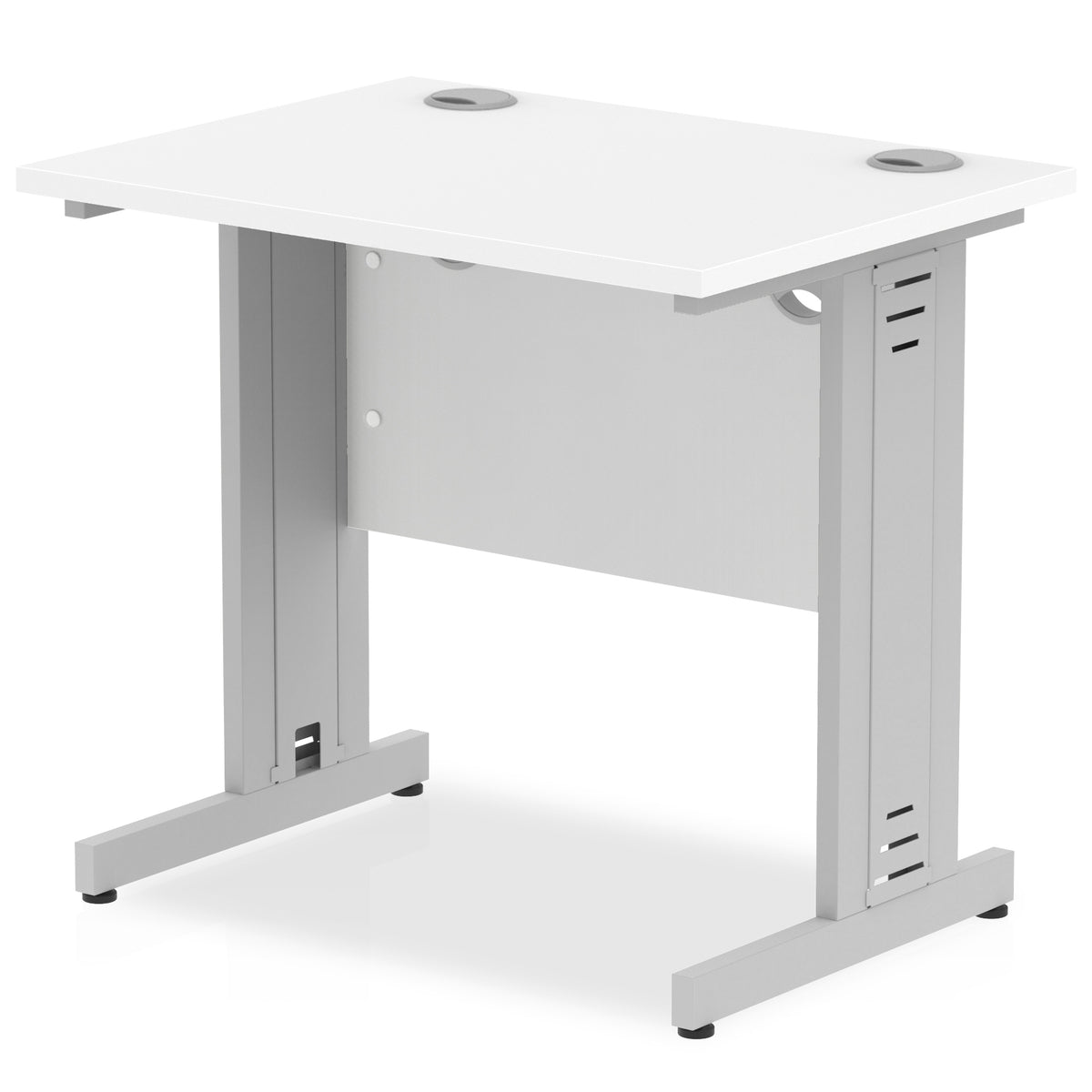 ID Workplace Slimline Cable Managed Desk – 800mm White Silver - Industrious Decor