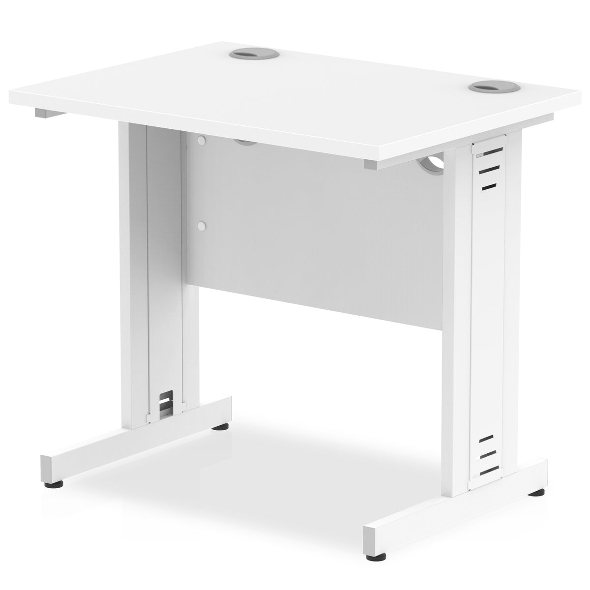 ID Workplace Slimline Cable Managed Desk – 800mm White White - Industrious Decor