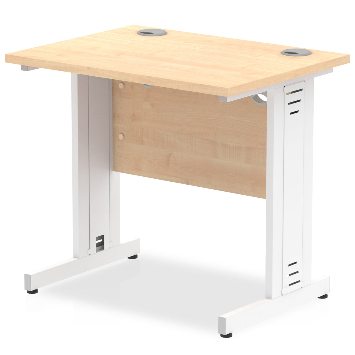 ID Workplace Slimline Cable Managed Desk – 800mm Maple White - Industrious Decor