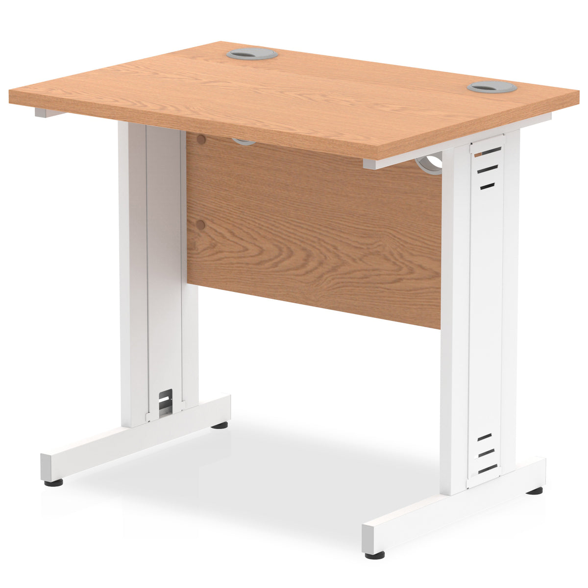 ID Workplace Slimline Cable Managed Desk – 800mm Oak White - Industrious Decor