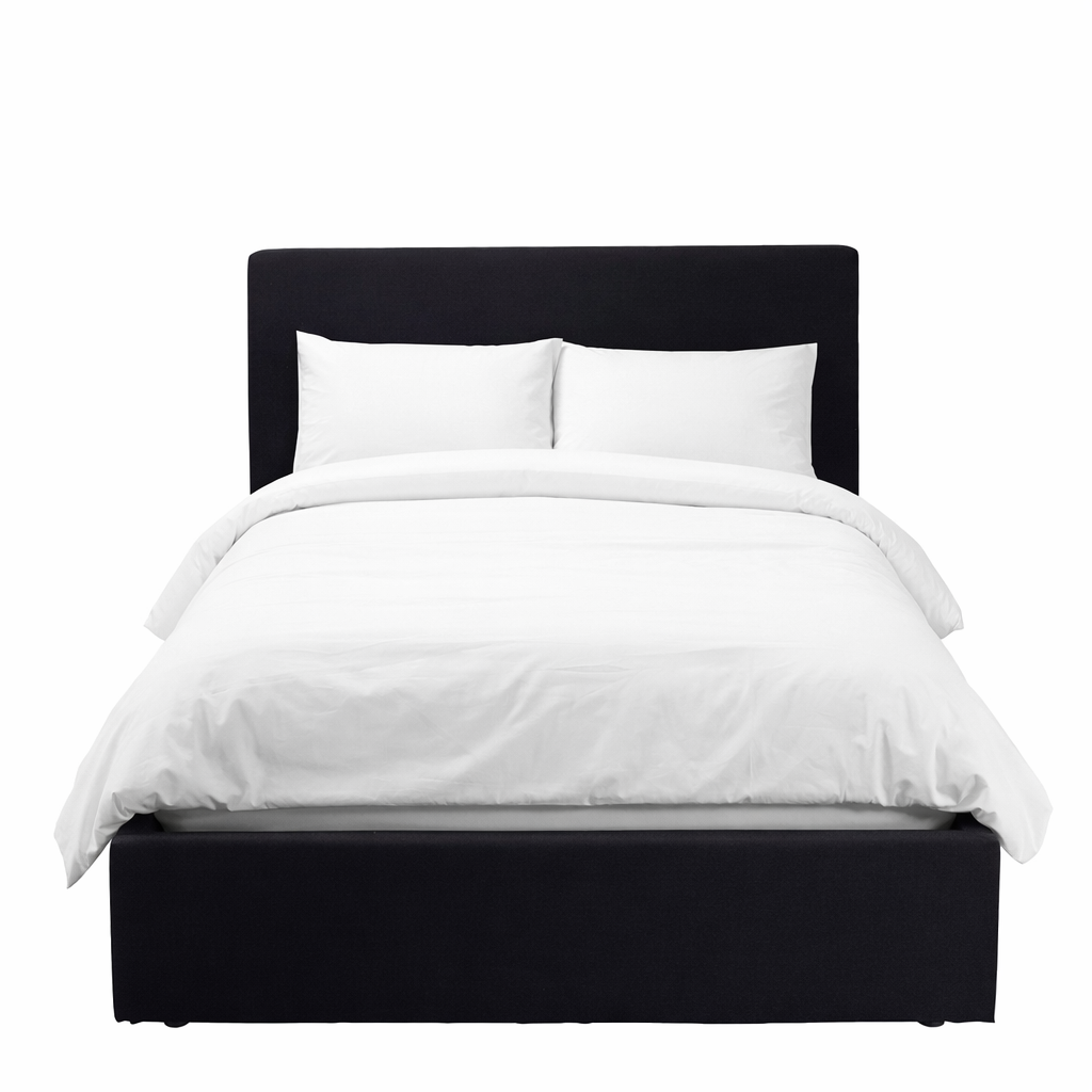 Upholstered Storage Bed – Black & Natural - Industrious Decor