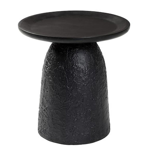 Textured Black Mango Wood Side Table - Industrious Decor