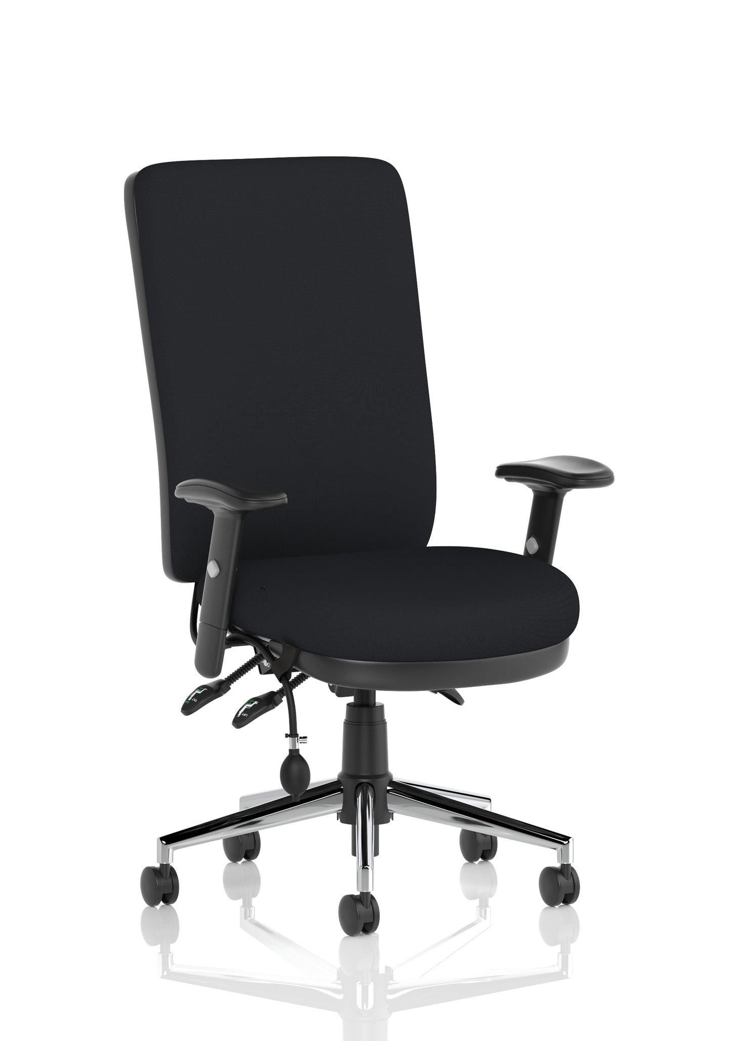Chiro High Back Task Operator Office Chair Black Fabric With Height Adjustable Arms Black - Industrious Decor