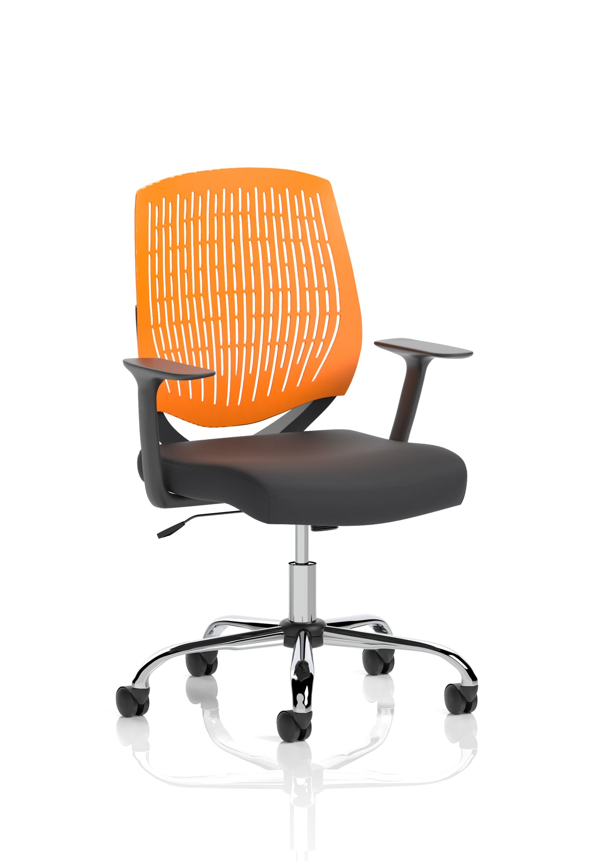 Harlow Medium Back Mesh Task Chair | Gas Height | Lock Tilt | Fixed Arms Orange Black - Industrious Decor