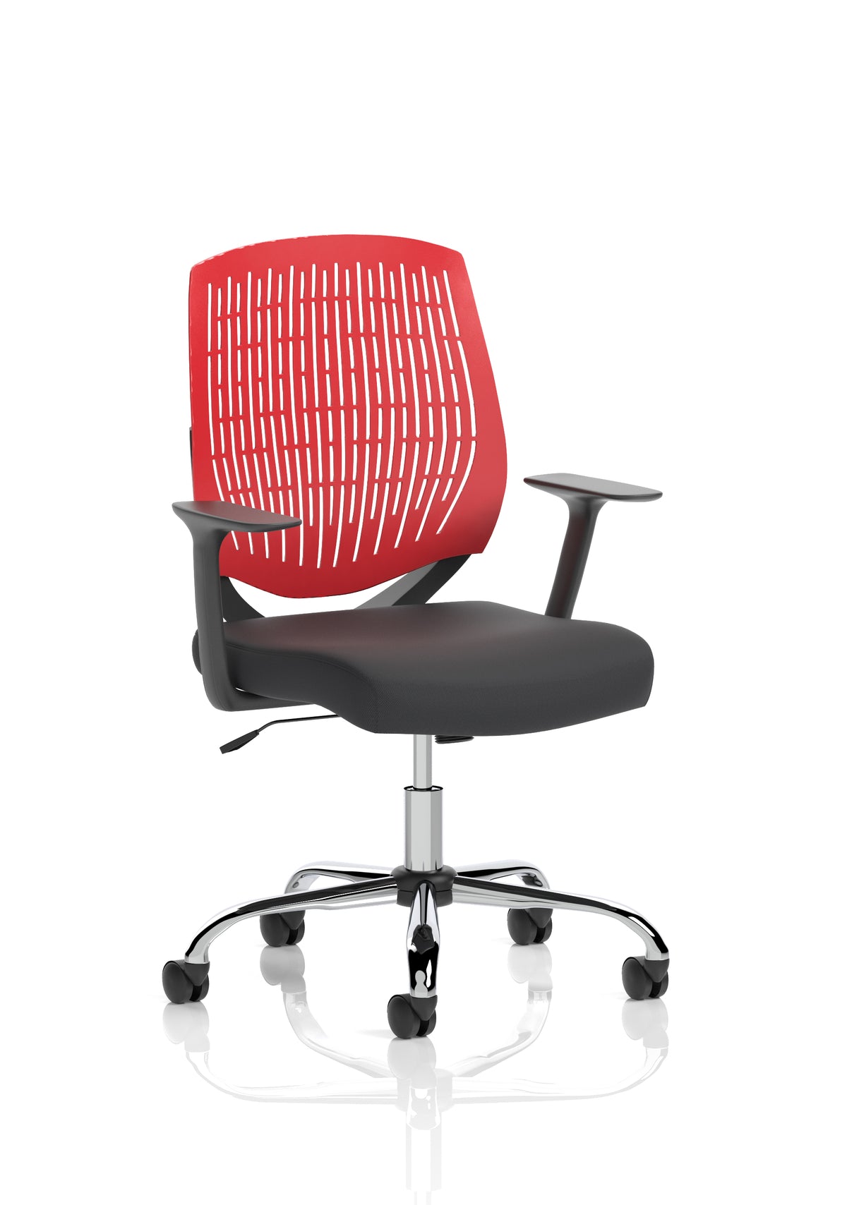 Harlow Medium Back Mesh Task Chair | Gas Height | Lock Tilt | Fixed Arms Red Black - Industrious Decor
