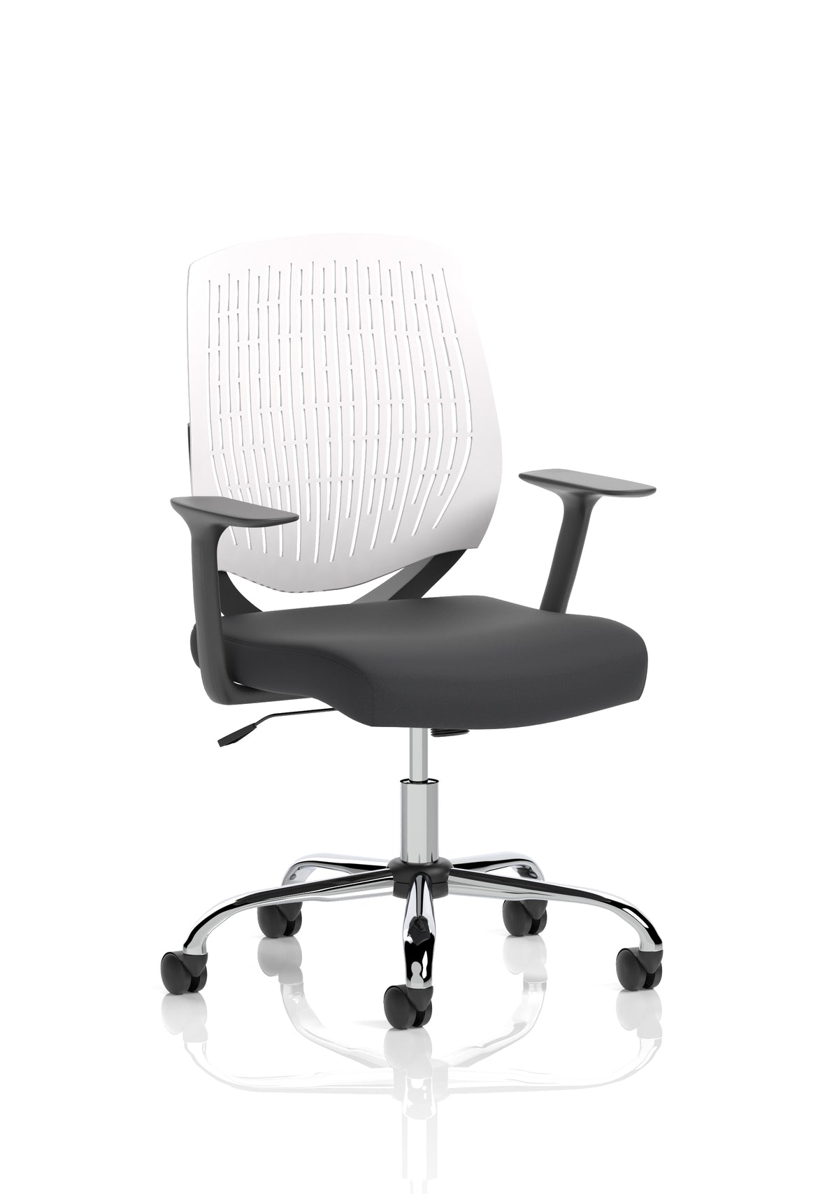 Harlow Medium Back Mesh Task Chair | Gas Height | Lock Tilt | Fixed Arms White Black - Industrious Decor