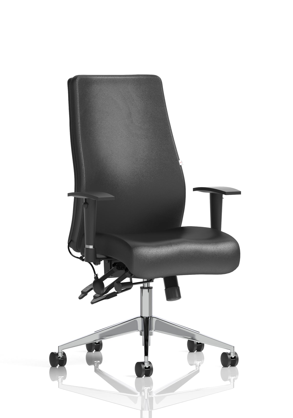 Silverton 24Hr High Back Ergonomic Task Chair | Independent Tilt | Adjustable Lumbar & Headrest Black Leather Black None - Industrious Decor