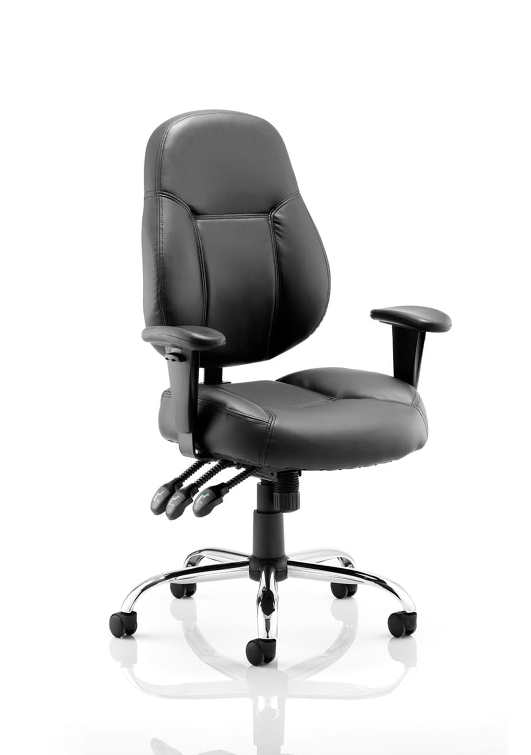 Danbury High Back Task Operator Office Chair with Arms Black Leather - Industrious Decor