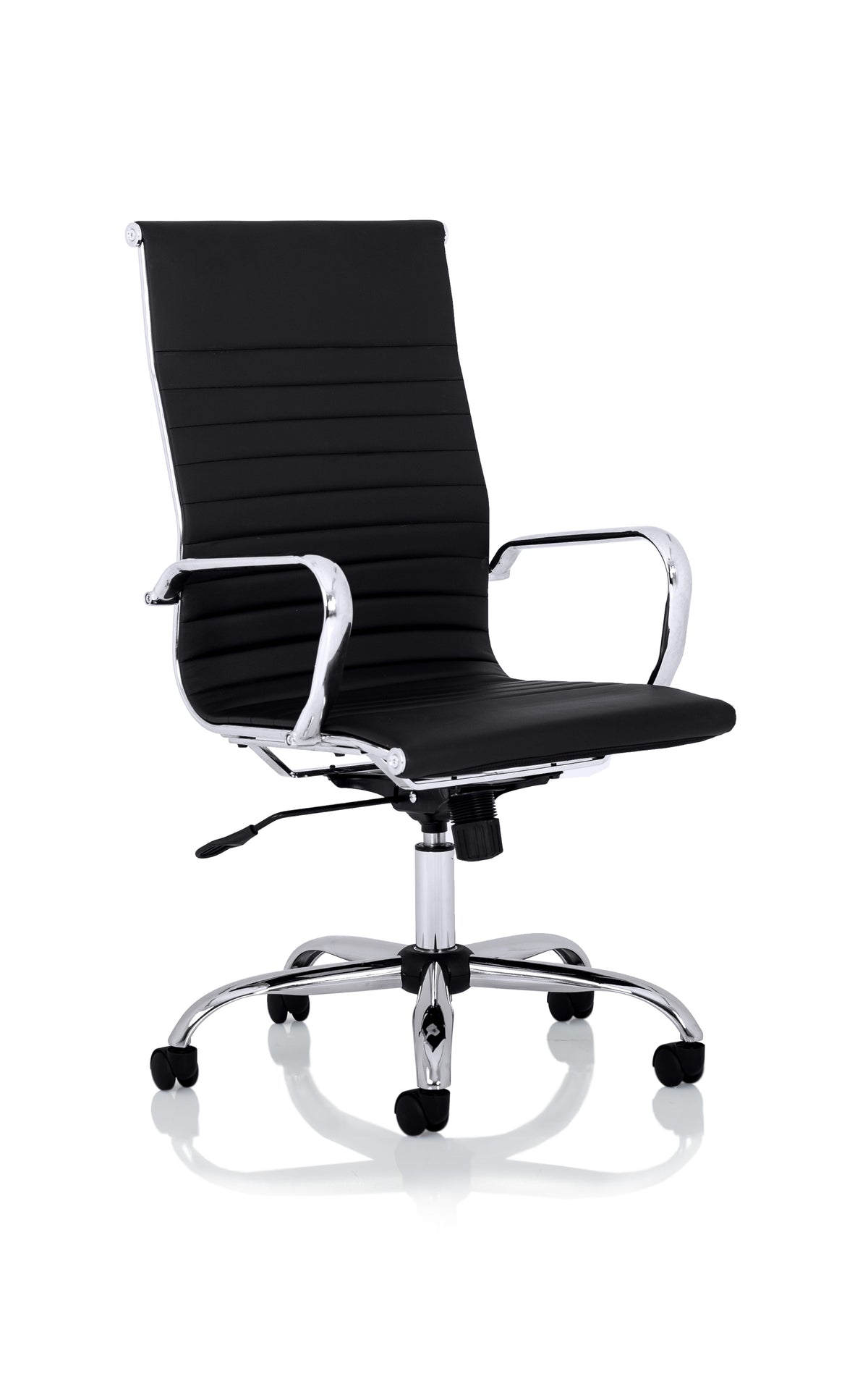 Gresham Black Leather Executive Office Chair with Arms High Back Black Leather - Industrious Decor