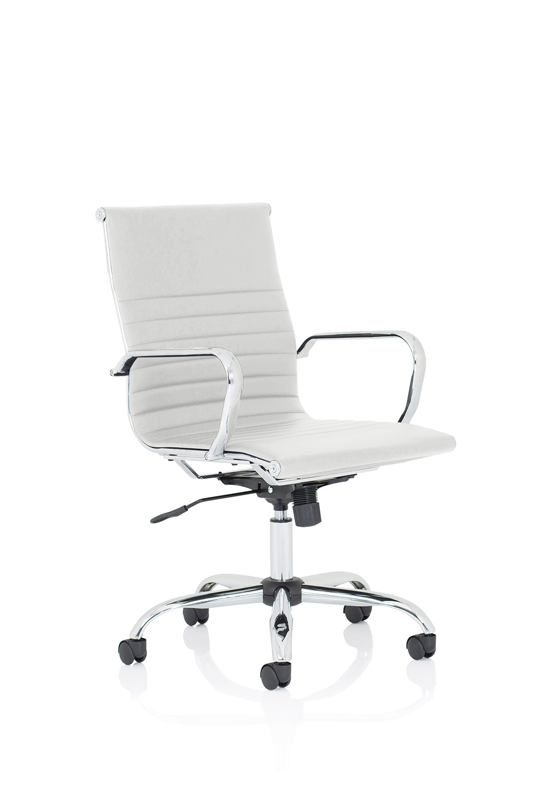 Gresham Black Leather Executive Office Chair with Arms Medium White Leather - Industrious Decor