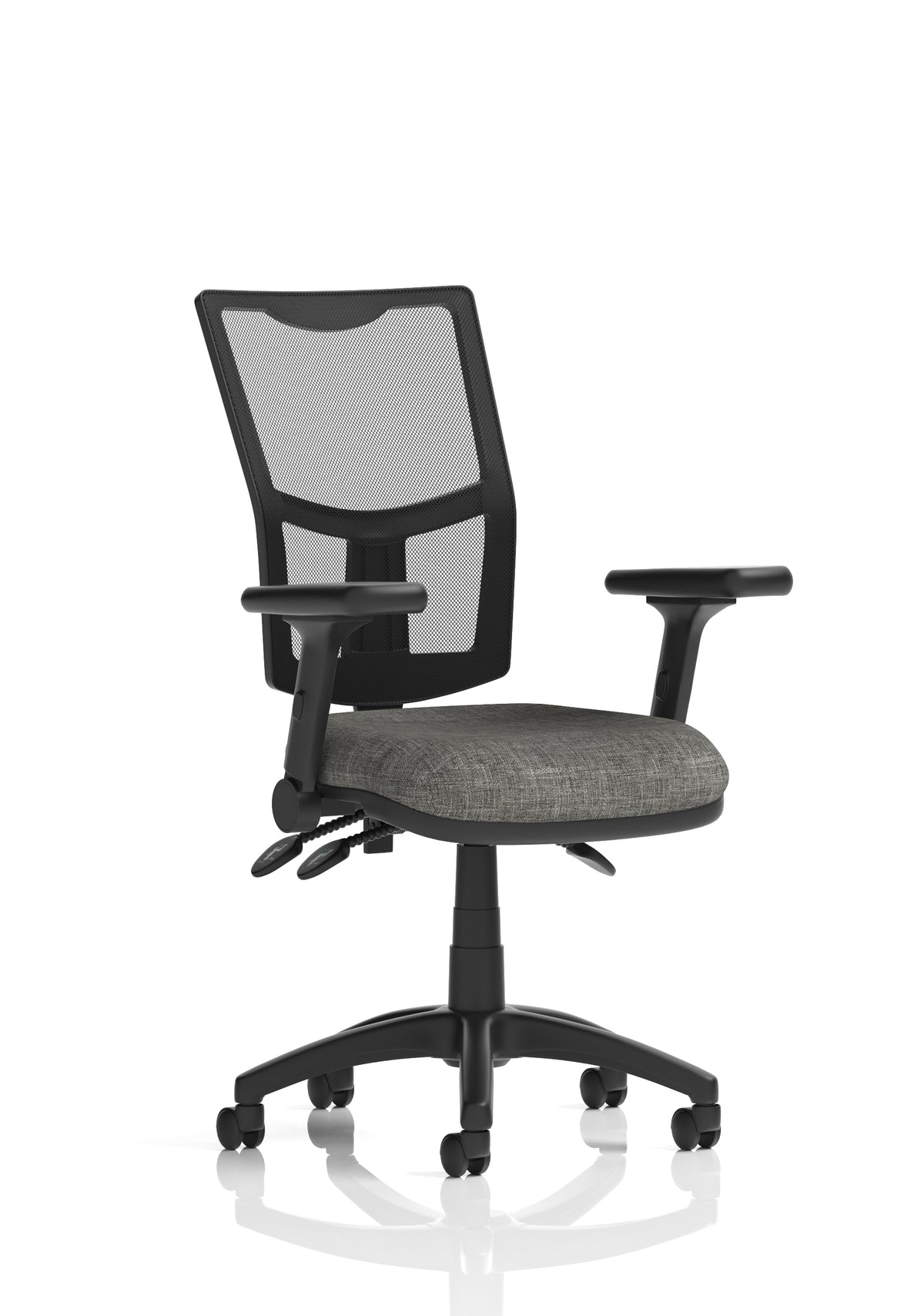 Windham Medium Back Mesh Task Chair | Gas Height | Independent Tilt | Height Adjustable Back Charcoal Fabric With Height Adjustable And Folding Arms - Industrious Decor
