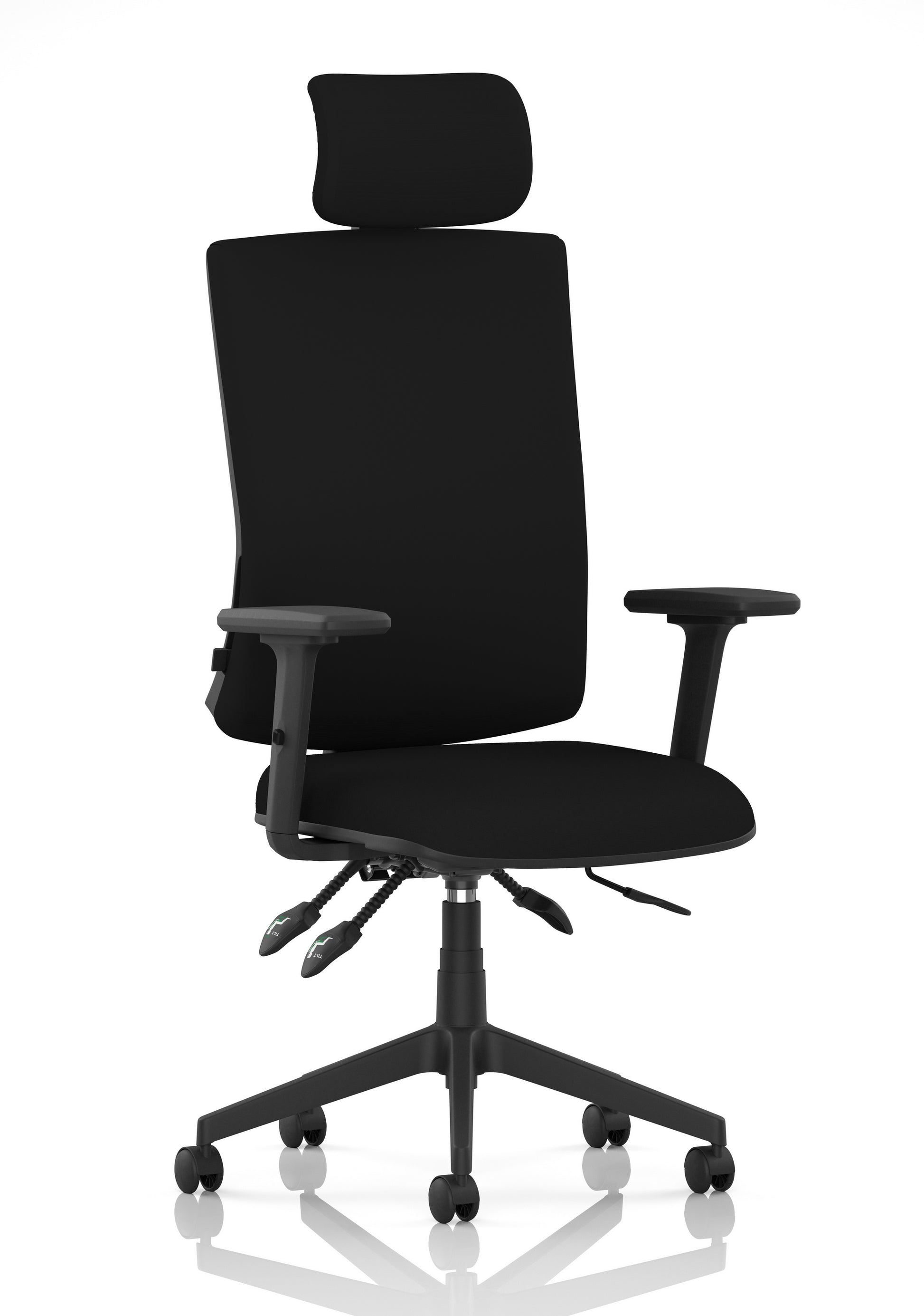 Orlena High Back Ergonomic Task Operator Office Chair with Headrest Black Black With Arms - Industrious Decor