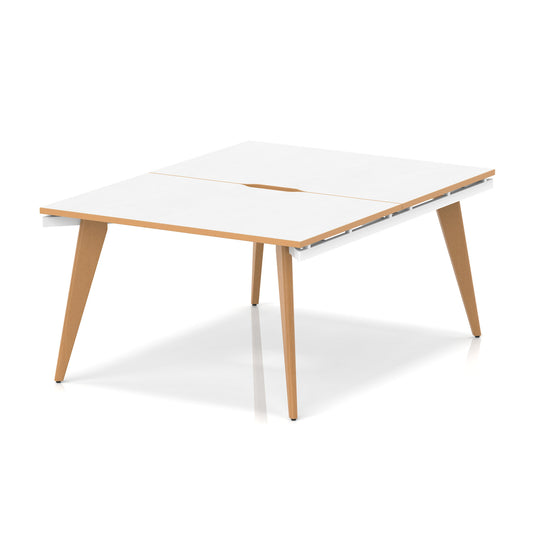 Strand Bench Desk – 2 Person White Natural Wood 1200 2 Person - Industrious Decor