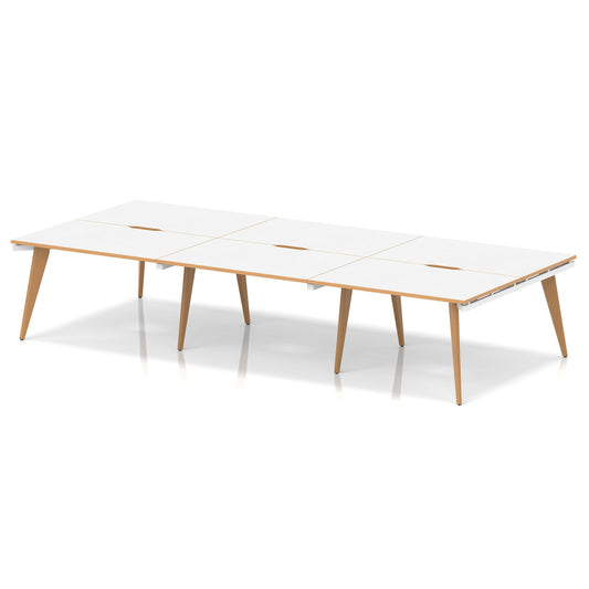 Strand Bench Desk – 6 Person 3600mm Oak - Industrious Decor