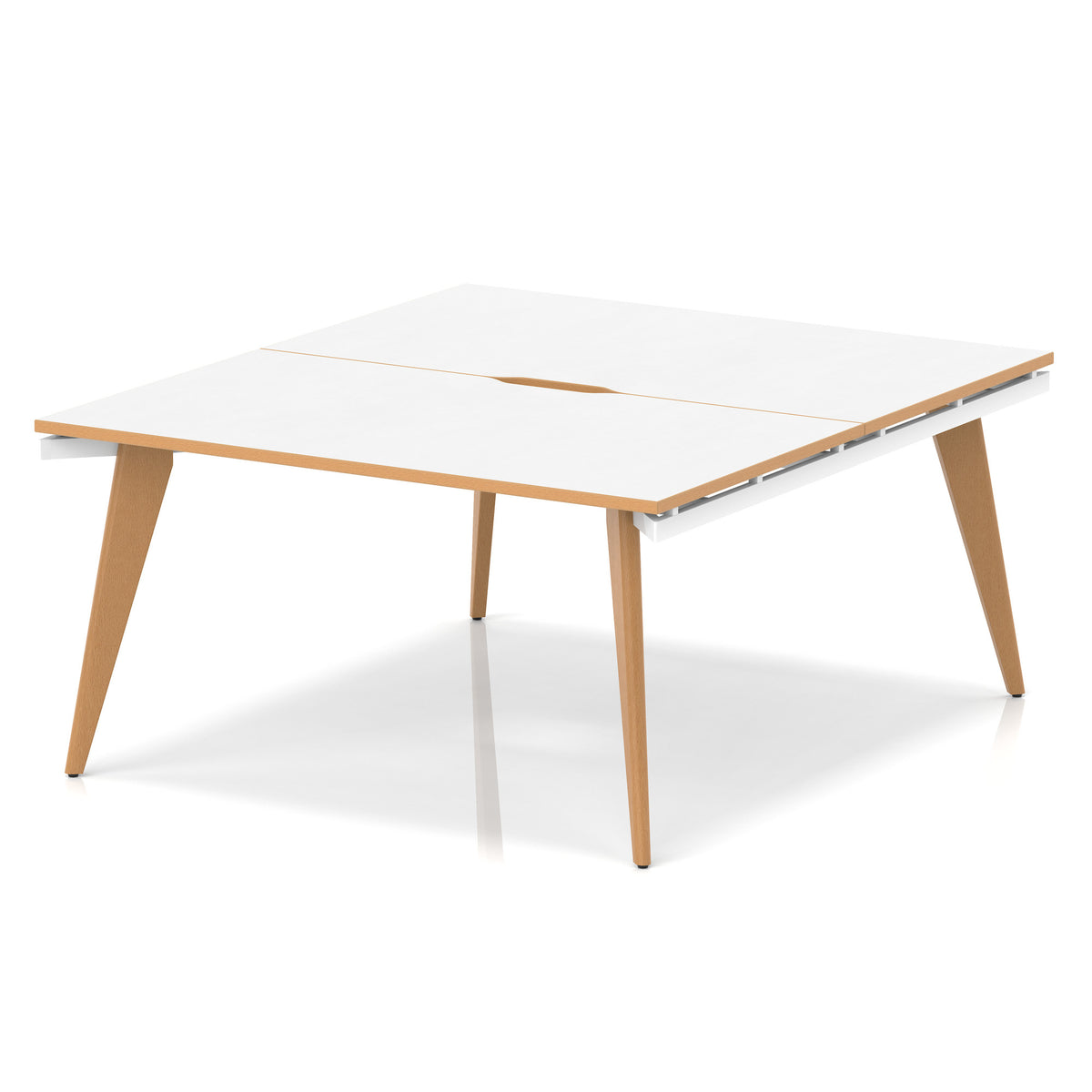 Strand Bench Desk – 2 Person White Natural Wood 1400 2 Person - Industrious Decor