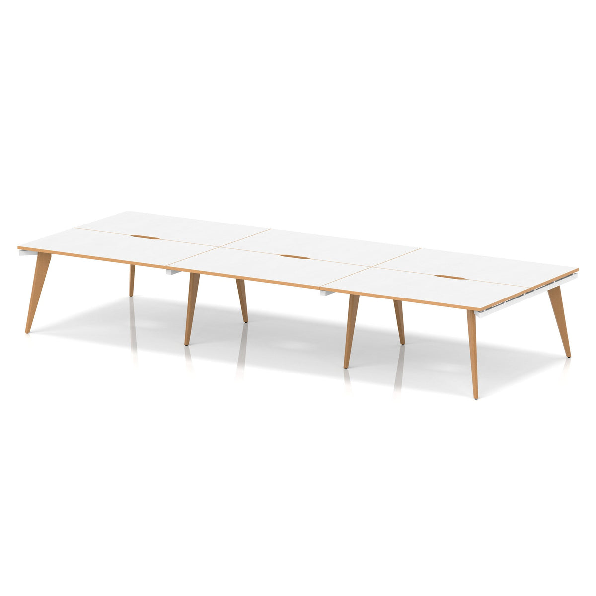 Strand Bench Desk – 6 Person 4200mm Oak - Industrious Decor