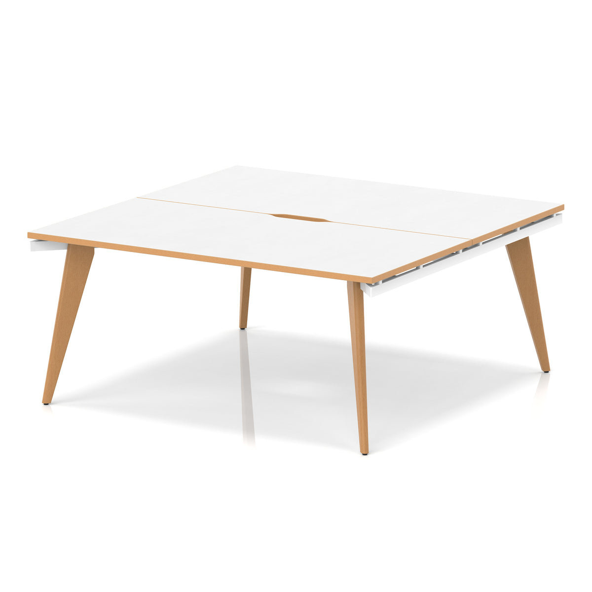 Strand Bench Desk – 2 Person White Natural Wood 1600 2 Person - Industrious Decor