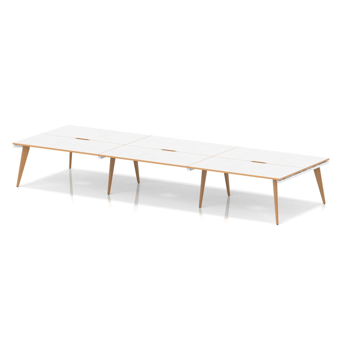 Strand Bench Desk – 6 Person 4800mm Oak - Industrious Decor