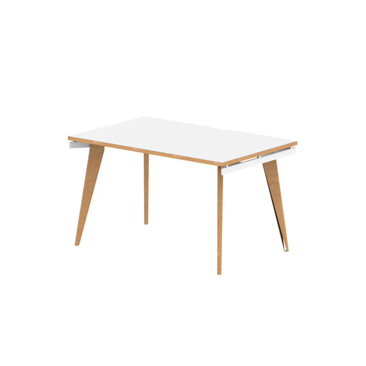 Strand Bench Desk – 1 Person White Natural Wood 1200 - Industrious Decor
