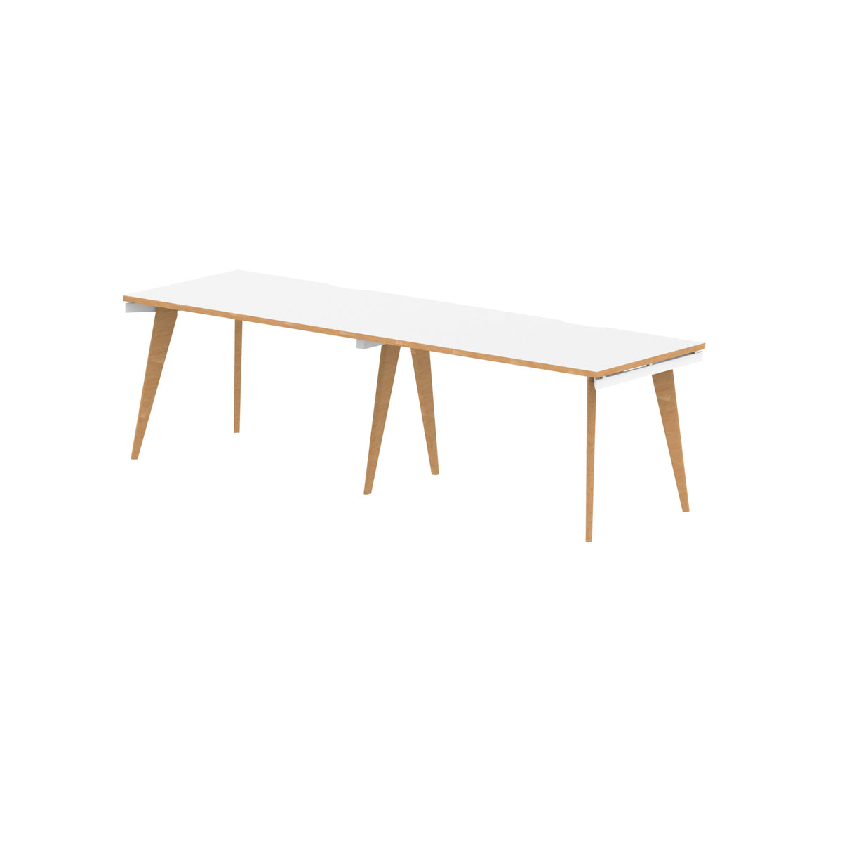 Strand Single Row Bench Desk White Natural Wood 1200 2 Person - Industrious Decor