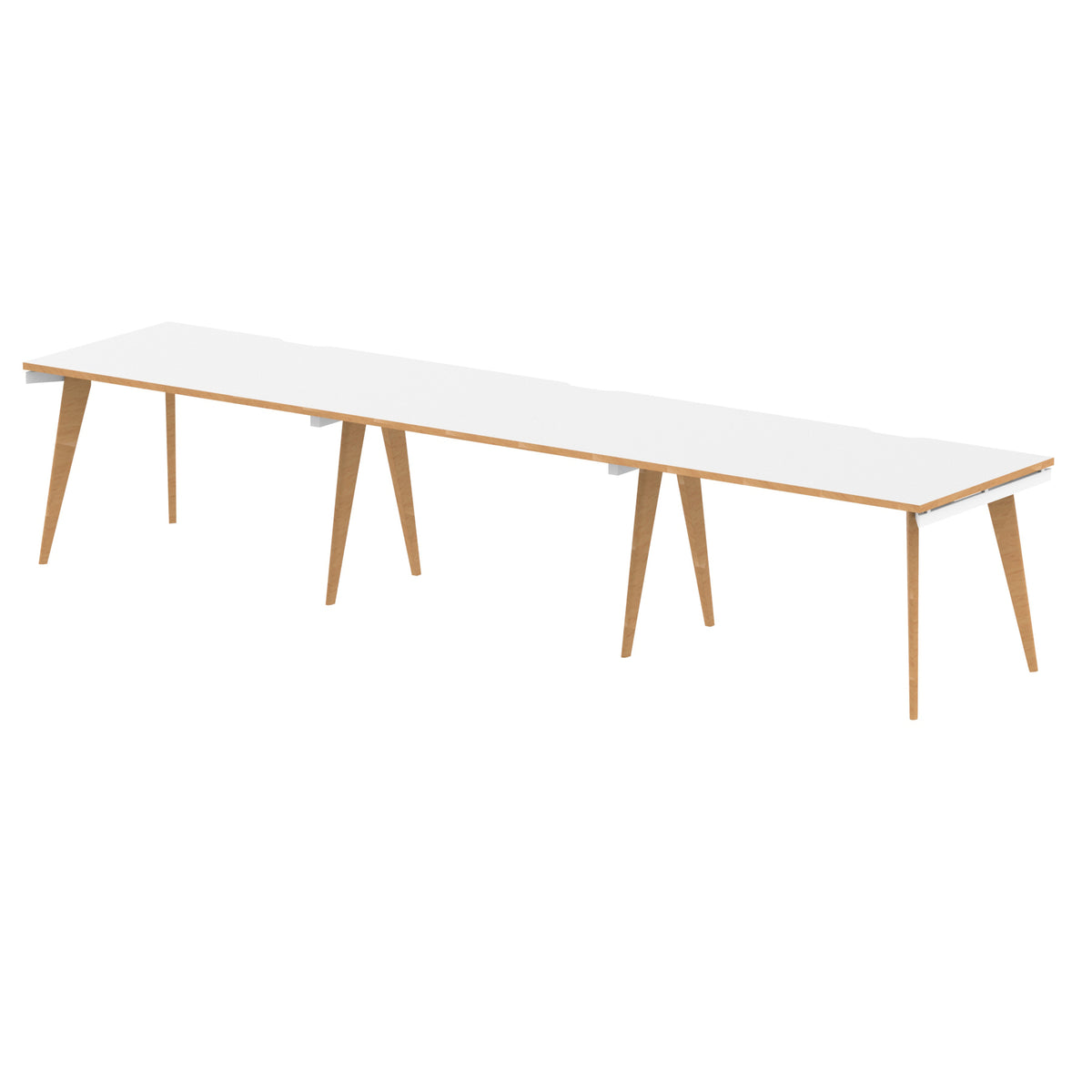 Strand Single Row Bench Desk White Natural Wood 1200 3 Person - Industrious Decor