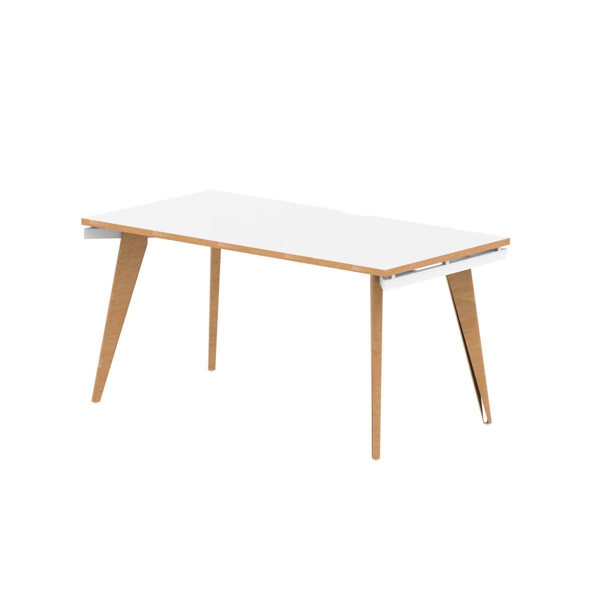 Strand Bench Desk – 1 Person White Natural Wood 1400 - Industrious Decor