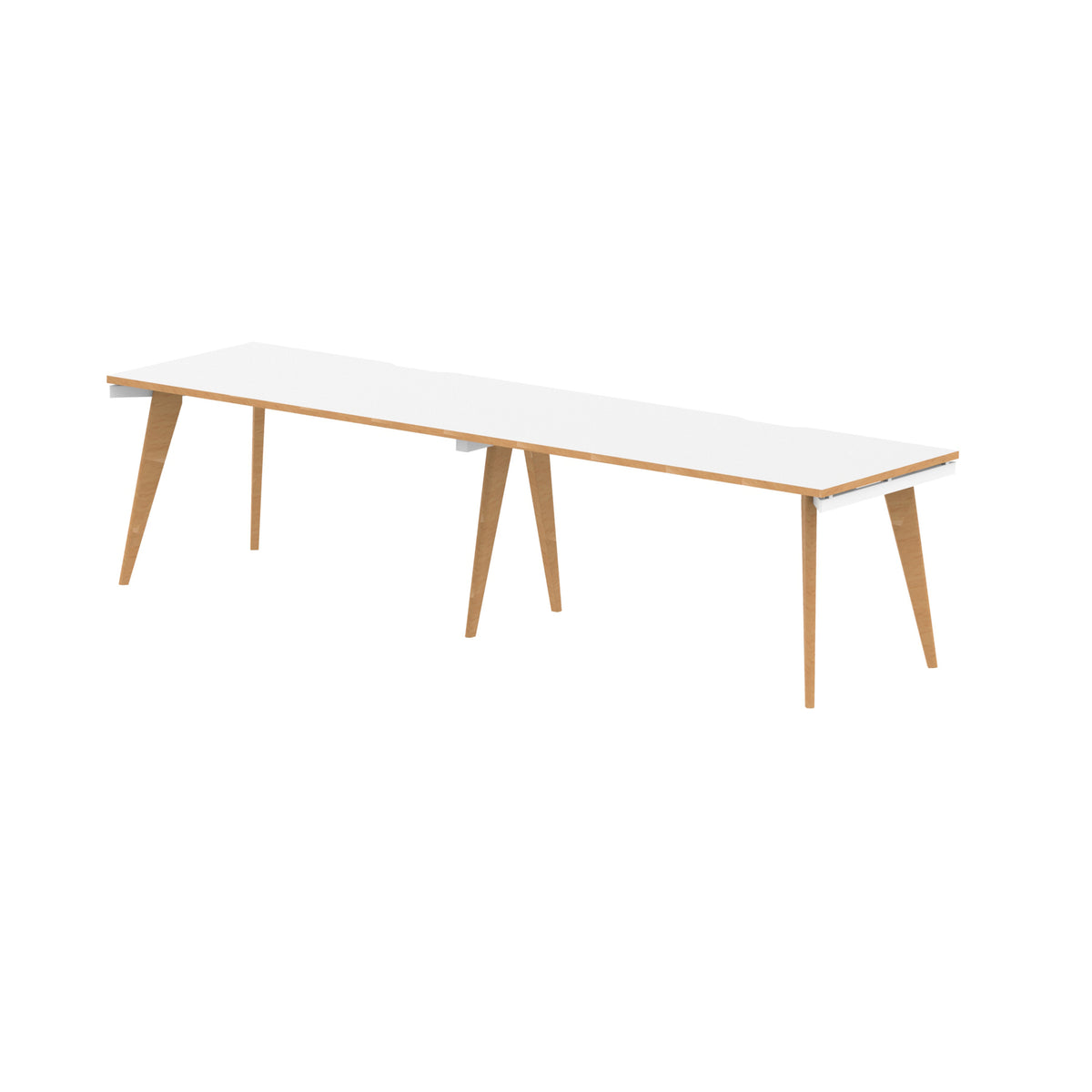 Strand Single Row Bench Desk White Natural Wood 1400 2 Person - Industrious Decor