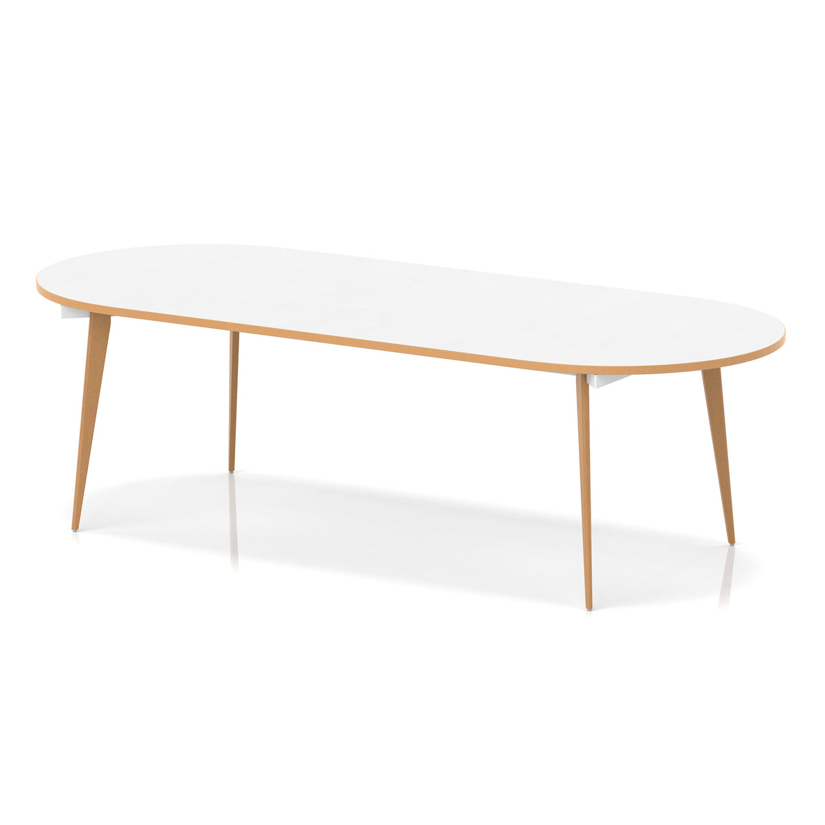 Oslo Oval Boardroom Table White & Natural Wood 2400 - Industrious Decor