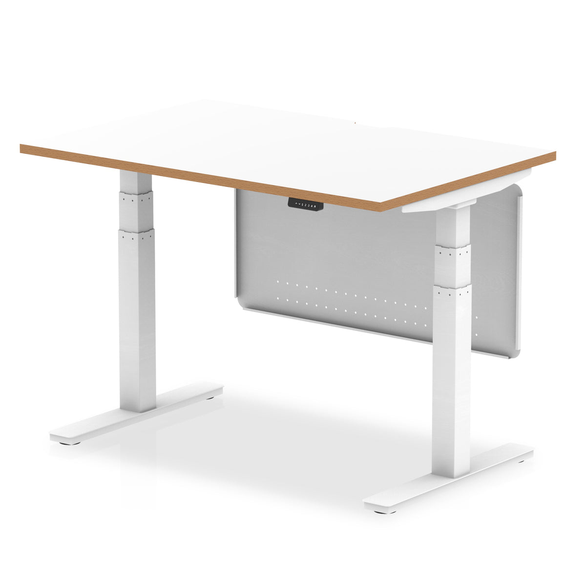 Rowan White Height Adjustable Desk with Modesty Panel 1200 Standard - Industrious Decor