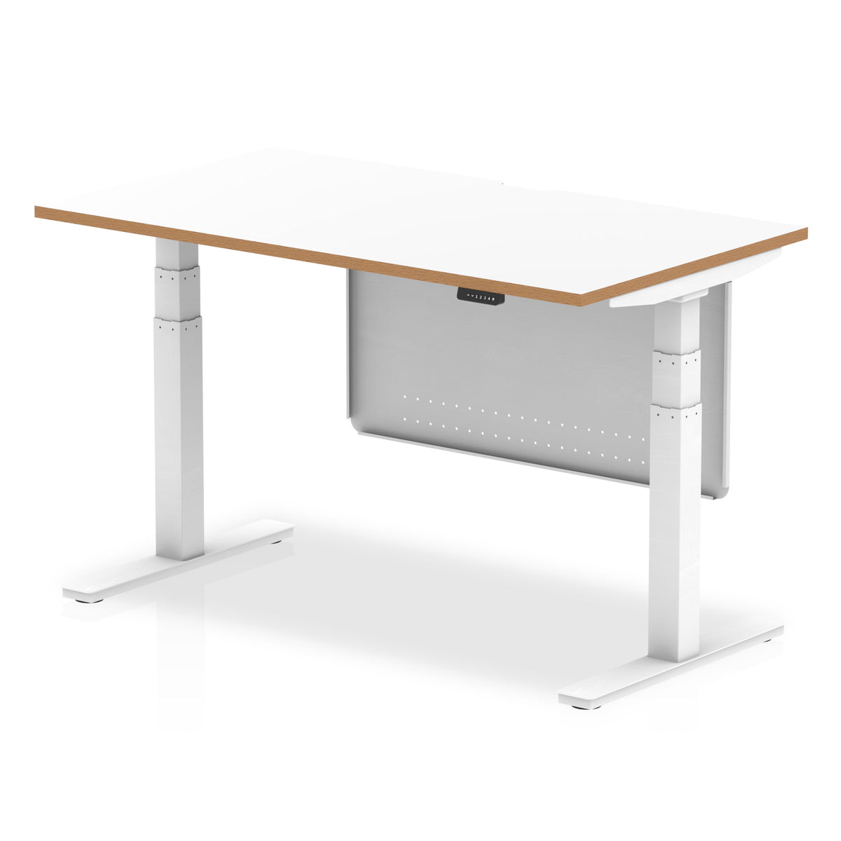 Rowan White Height Adjustable Desk with Modesty Panel 1400 Standard - Industrious Decor