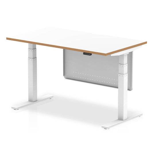 Rowan White Height Adjustable Desk with Modesty Panel 1400 Standard - Industrious Decor