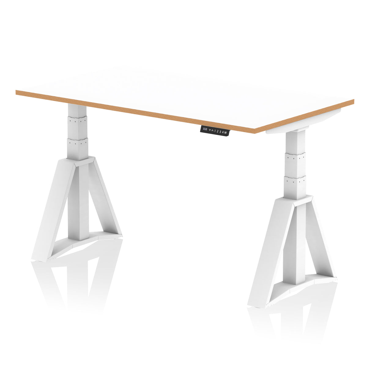 Rowan White Height Adjustable Desk 1400 Piste Foot - Industrious Decor