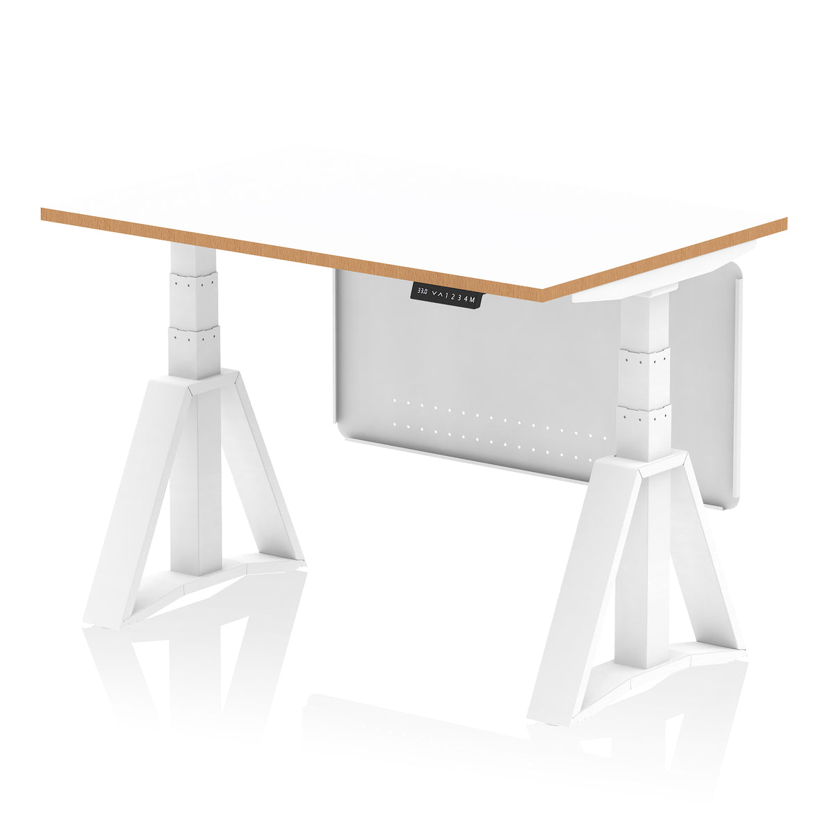 Rowan White Height Adjustable Desk with Modesty Panel 1200 Piste Foot - Industrious Decor