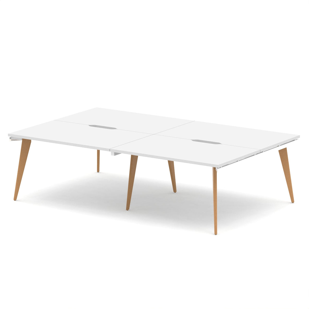 Strand Bench Desk – 4 Person 2400mm White - Industrious Decor