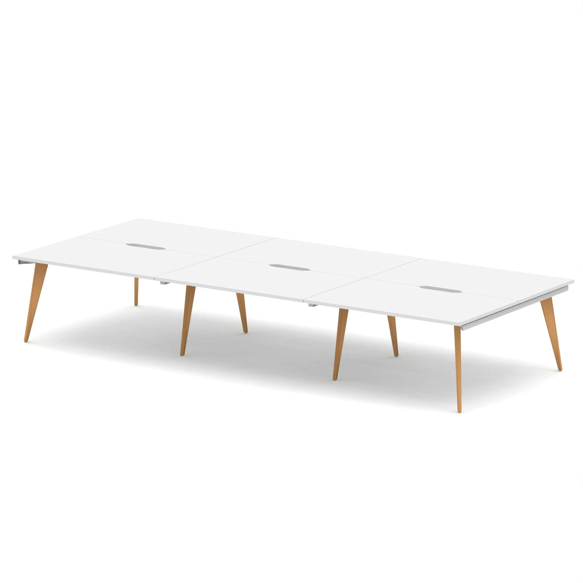 Strand Bench Desk – 6 Person 3600mm White - Industrious Decor