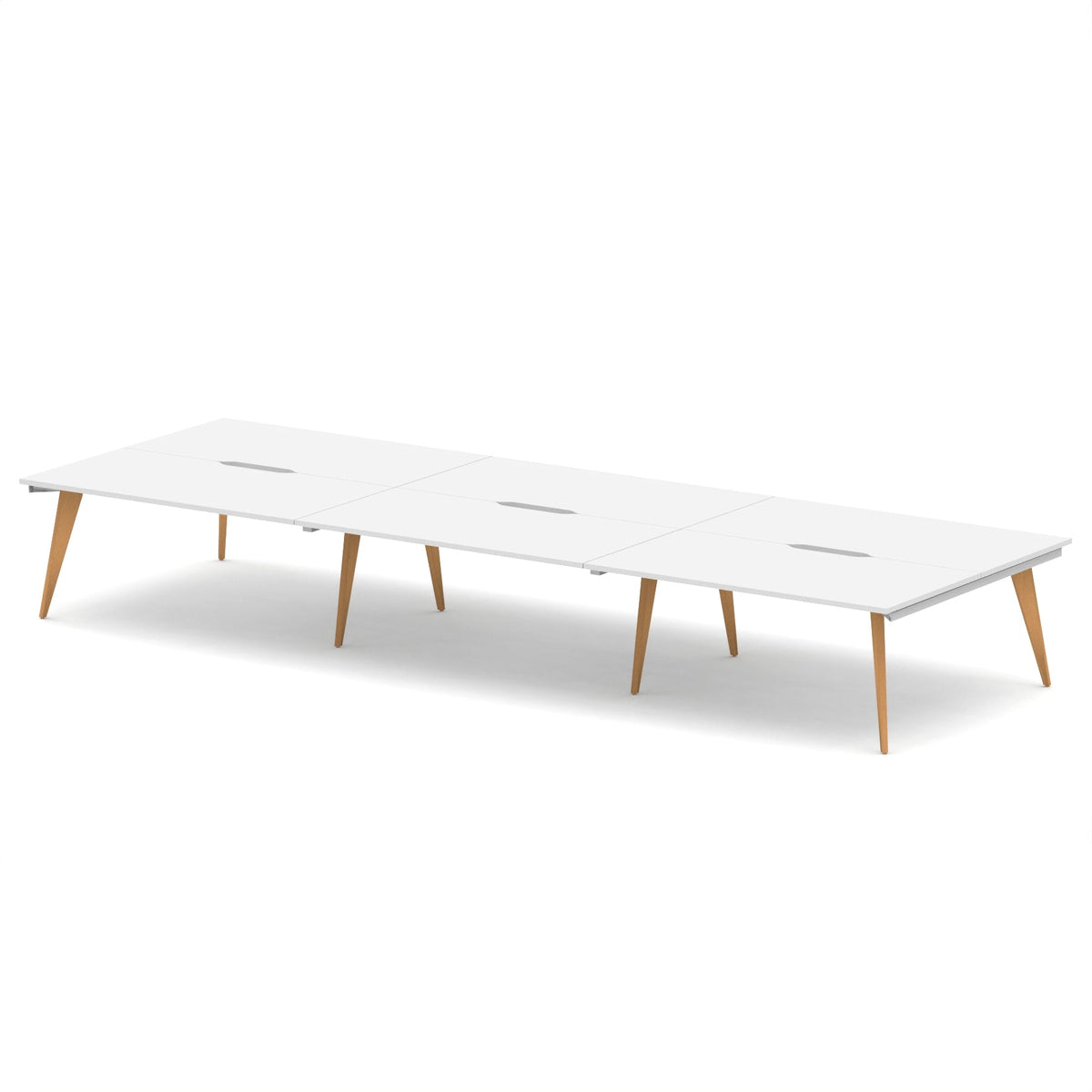 Strand Bench Desk – 6 Person 4200mm White - Industrious Decor