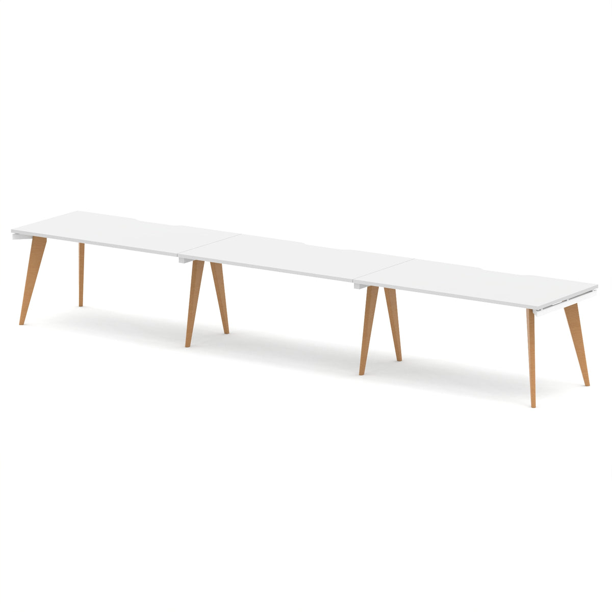 Strand Single Row Bench Desk White 1600 3 Person - Industrious Decor