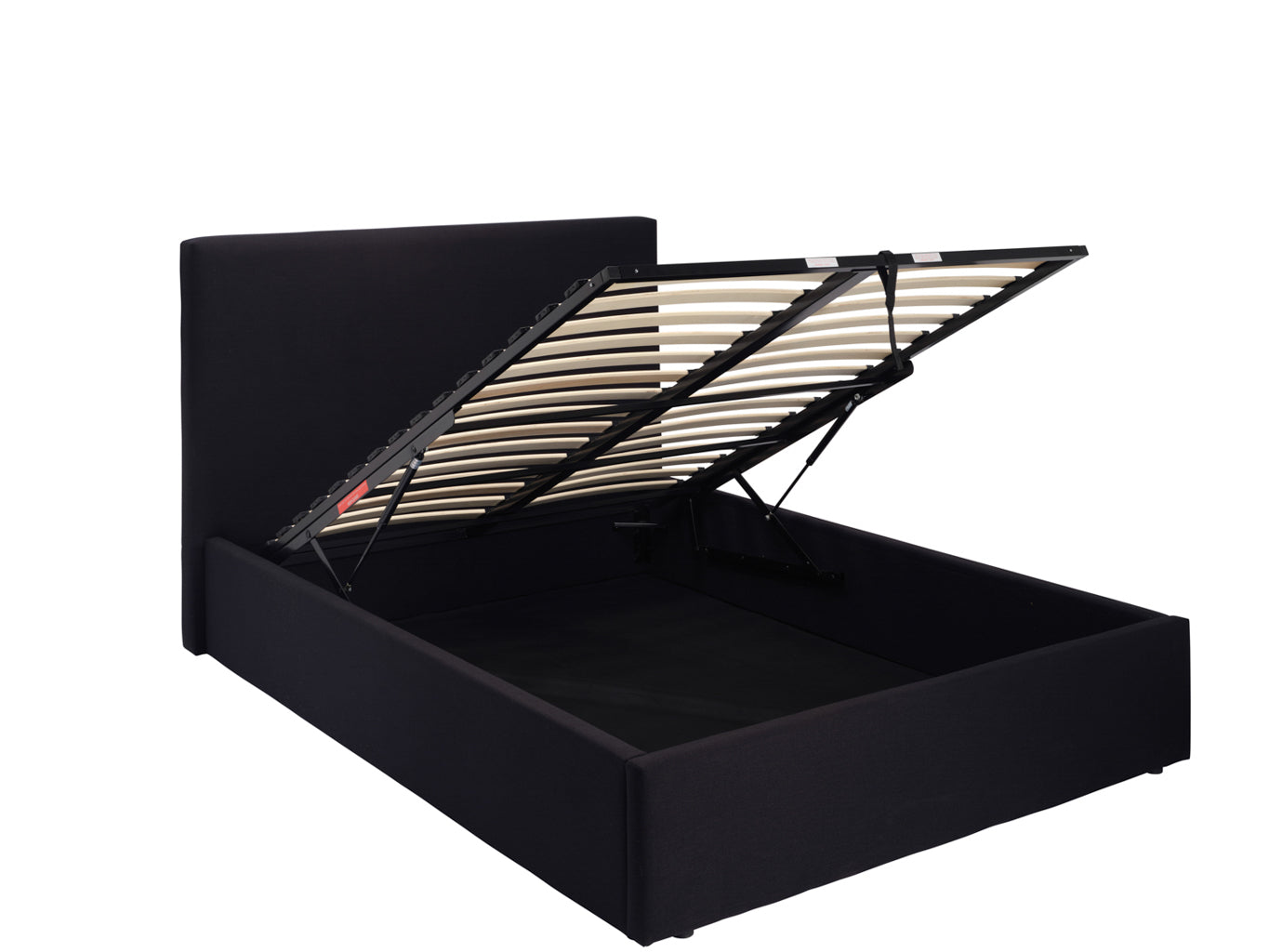 Upholstered Storage Bed – Black & Natural - Industrious Decor